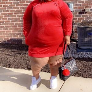 Womens Plus Size Red hooded dress